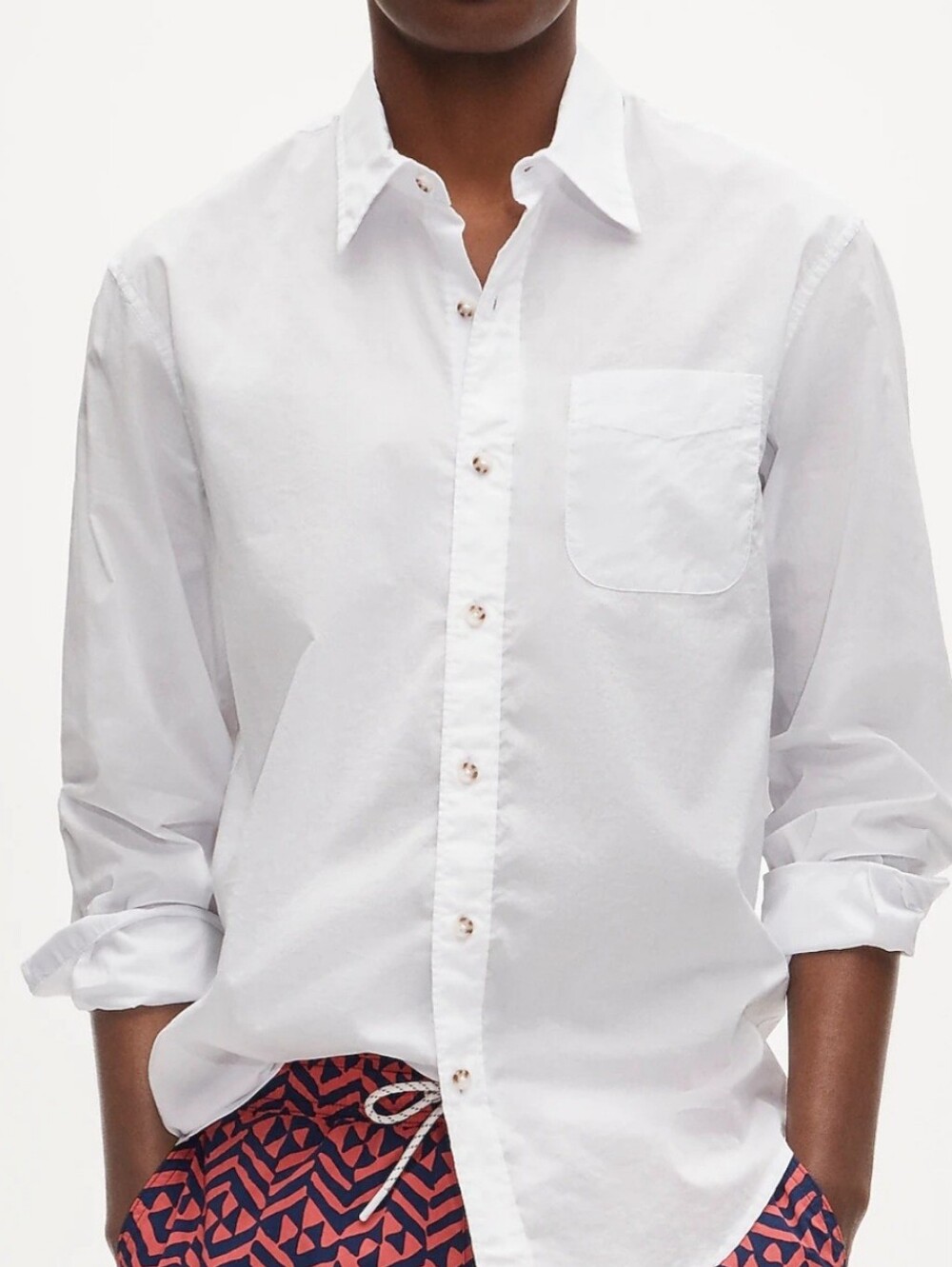 J. Crew White Casual Button-Down Shirt